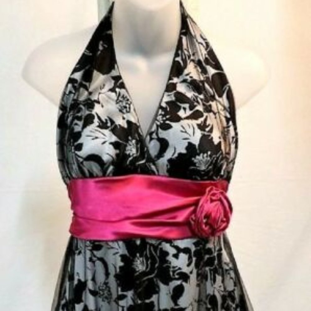 Speechless Juniors Club Black & Fuchsia, Lace & Satin Dress Sz 11 Jr NWT
